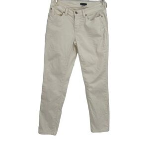Eileen Fisher White Organic Cotton Denim Straight Ankle Pants Size 8 Petite
